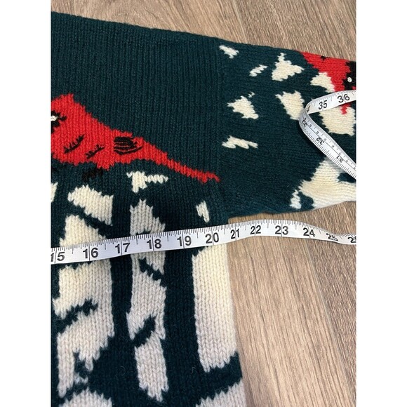 Vintage QUISSETT COVE Cardinal Birds 100% Shetland WOOL Cardigan Sweater Medium - Picture 14 of 14